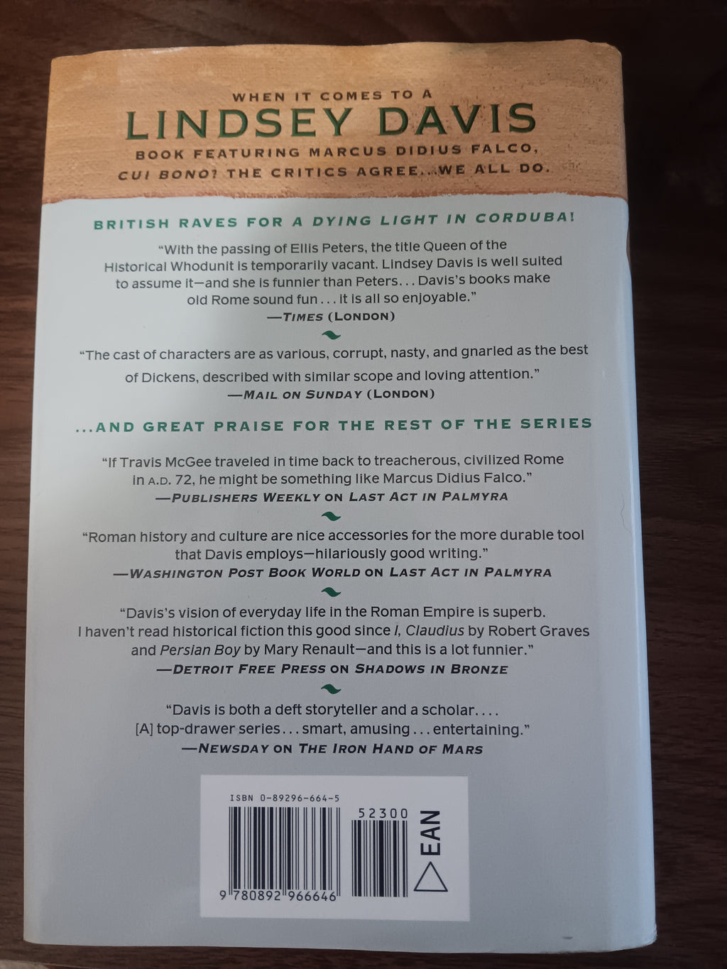 Lindsey Davis A Dying Light in Corduba 1st Ed 1st Print HC DJ Falco #8 1998