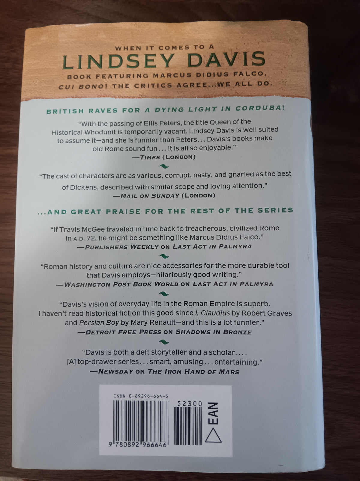 Lindsey Davis A Dying Light in Corduba 1st Ed 1st Print HC DJ Falco #8 1998