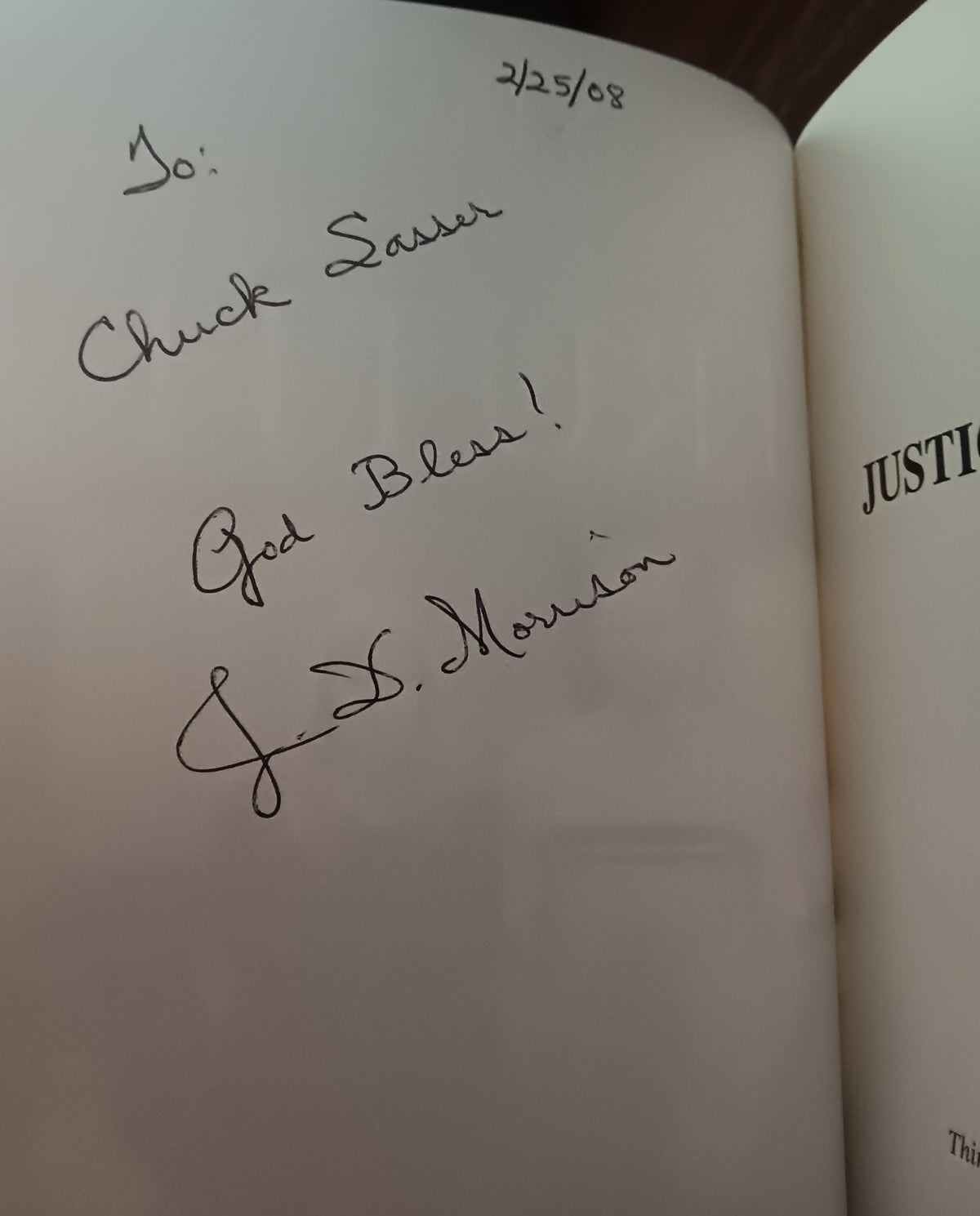 Justice for Truth J D Morrison Signed Inscribed Paperback 2008