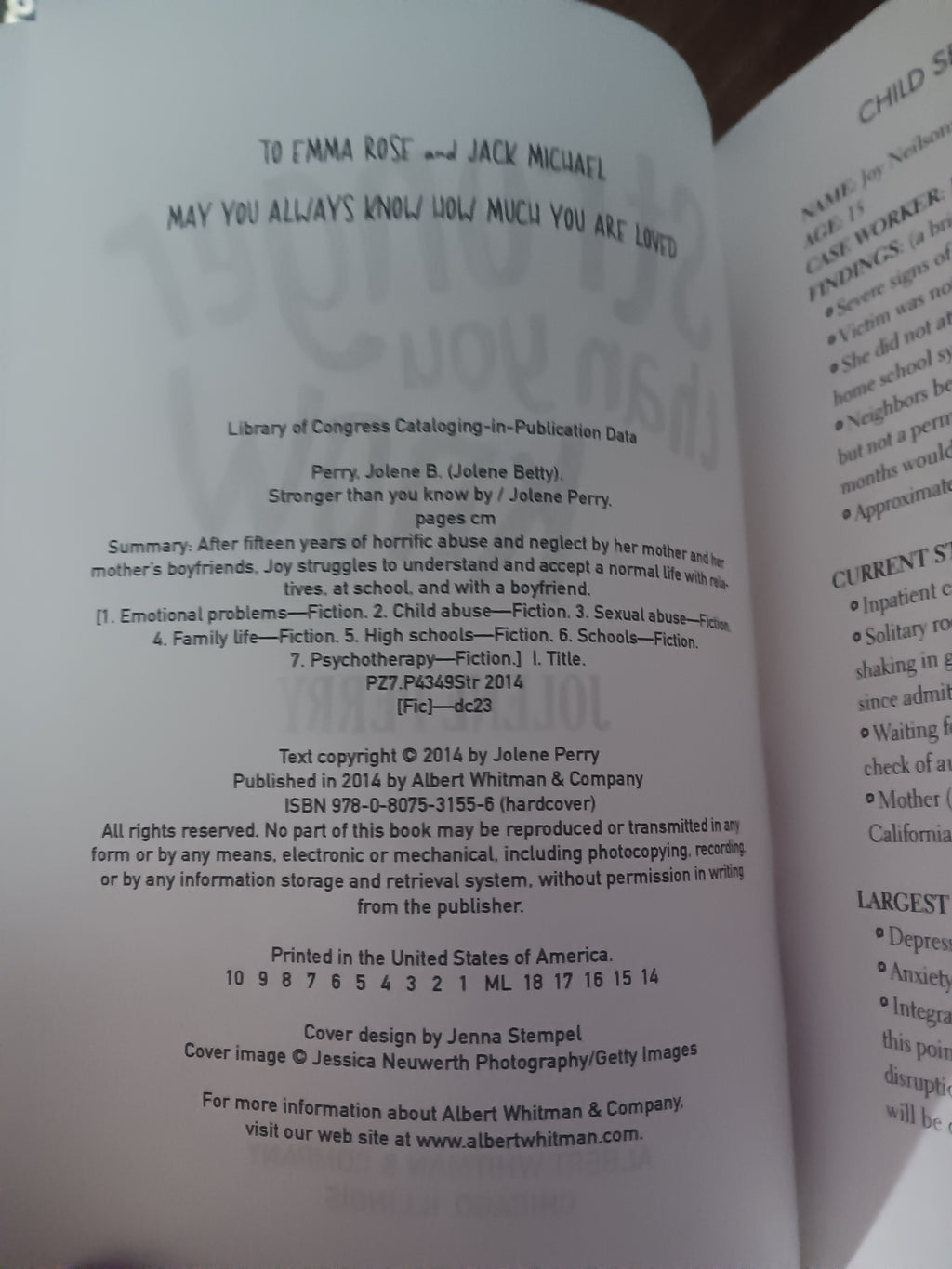 Stronger Than You Know Jolene Perry / ARC Uncorrected Proof 2014