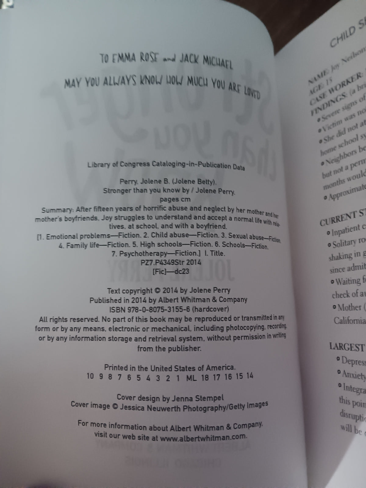 Stronger Than You Know Jolene Perry / ARC Uncorrected Proof 2014
