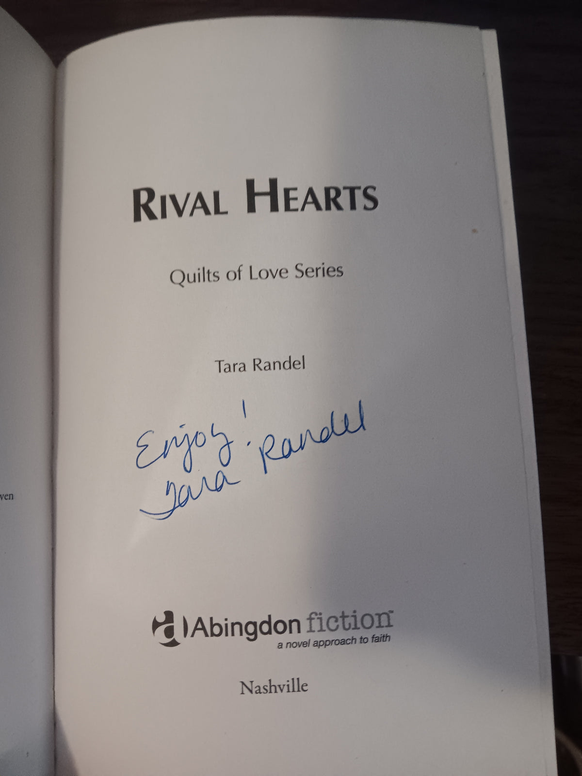SIGNED Rival Hearts Tara Randel 2014 First Edition 1st Printing Christian Romance