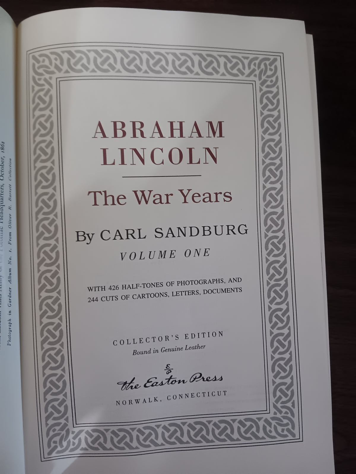 Abraham Lincoln: The War Years, Volume One — Carl Sandburg | Easton Press Leather Collector’s Edition