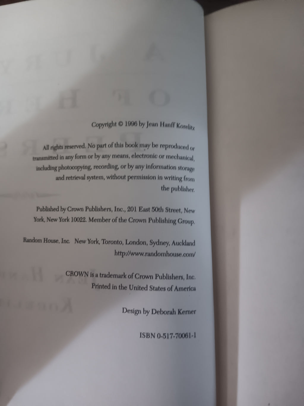 A Jury of Her Peers — Jean Hanff Korelitz | Hardcover with Dust Jacket (1996)