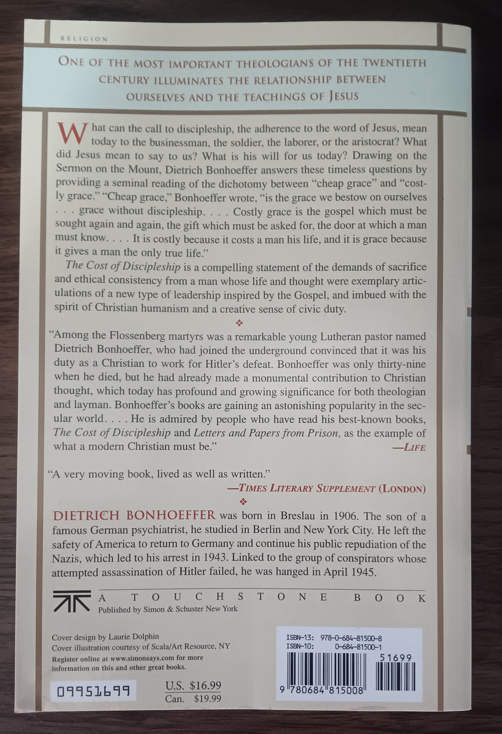The Cost of Discipleship by Dietrich Bonhoeffer — Paperback
